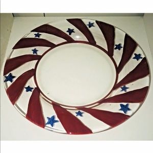 New Artistic Hand Painted Plate 8 3/8” Flag